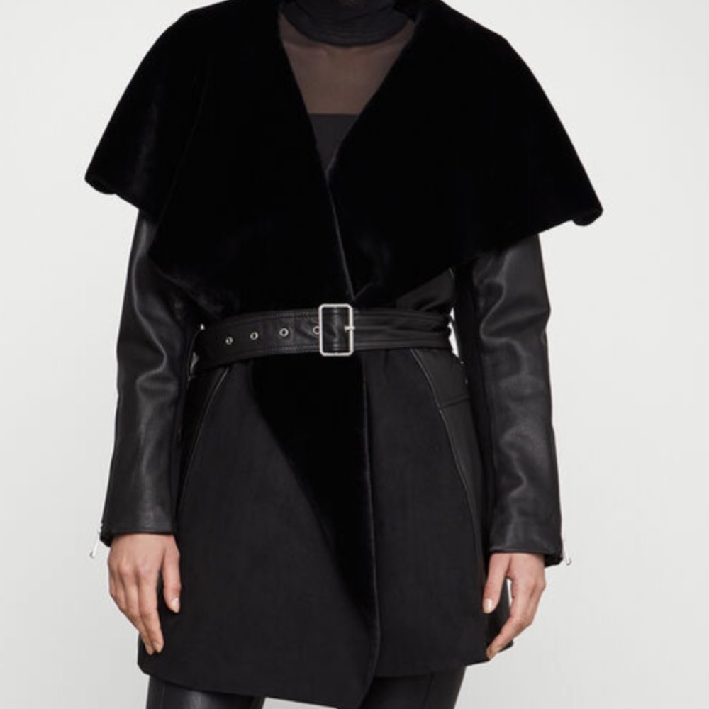 BCBG Draped Leather Jacket